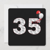 Gelukkige 35e verjaardag op zwarte uitnodiging (Voorkant)