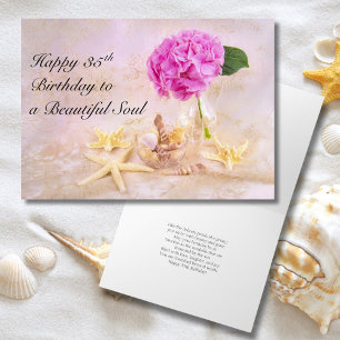 Gelukkige 35e Verjaardag Peony met Seashells Kaart