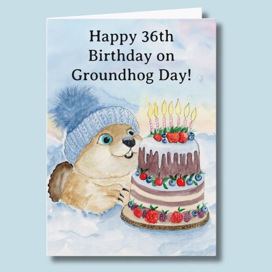  Gelukkige 36e Groundhog Day-verjaardag  Kaart