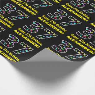 Gelukkige 37e verjaardag, Leuk Kleurrijk Sterren P Cadeaupapier