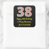 Gelukkige 38e Verjaardag & Vrolijk Kerstmis, Douan Vierkante Sticker (Tas)