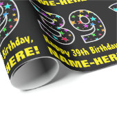 Gelukkige 39e Verjaardag, Leuk Kleurrijk Sterren P Cadeaupapier (Rol Hoek)