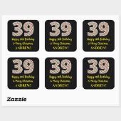 Gelukkige 39e Verjaardag & Vrolijke Kerstmis, Doua Vierkante Sticker (Vel)
