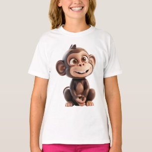 Gelukkige 3D-aap – Moppige glimlachende aapcartoon T-shirt