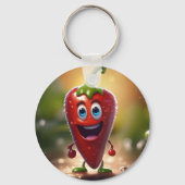 Gelukkige 3D Geanimeerde Chili Bean, Sleutelhanger (Achterkant)