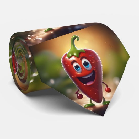 Gelukkige 3D Geanimeerde Chili Bean, Stropdas (Opgerold)