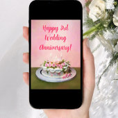 Gelukkige 3e bruiloft Jubileum taart Kaart