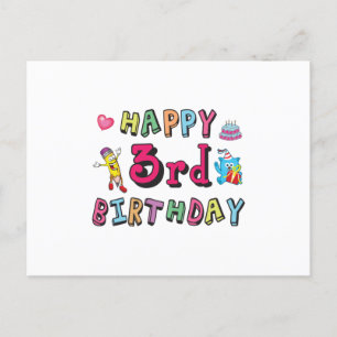 Gelukkige 3e verjaardag 3 jaar oude verjaardagswen briefkaart
