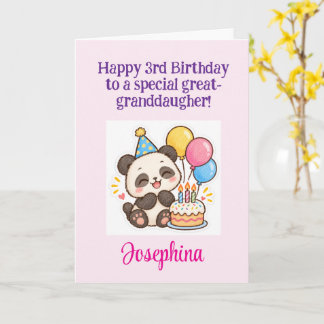 Gelukkige 3e verjaardag achterkleindochter, Panda Kaart