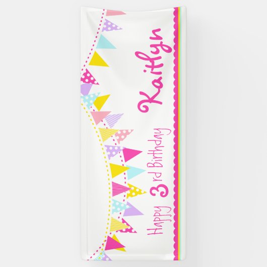 Gelukkige 3e verjaardag buntings banner (Verticaal)