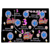Gelukkige 3e verjaardag geschenk tas #3 zwart groot cadeauzakje (Voorkant)