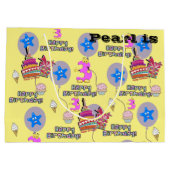 Gelukkige 3e Verjaardag Gift Bag #3 Lichtgeel Groot Cadeauzakje (Achterkant)