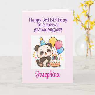 Gelukkige 3e verjaardag kleindochter, Panda Beer Kaart