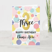 Gelukkige 3e Verjaardag Pastel Rainbow Gold Vrouw Kaart (Voorkant)