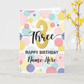 Gelukkige 3e Verjaardag Pastel Rainbow Gold Vrouw Kaart (Gele Bloem)