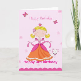 Gelukkige 3e verjaardag prinses kaart