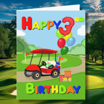 Gelukkige 3e verjaardag Red Boys Golf Kaart