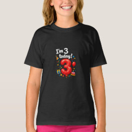 Gelukkige 3e verjaardag voor meisjes   Kleurrijke  T-shirt