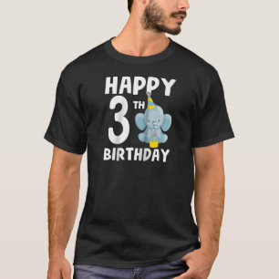 Gelukkige 3e Verjaardagsjongen Baby Olifant 3 Jaar T-shirt
