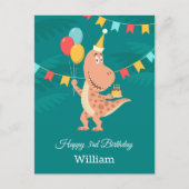 Gelukkige 3e Verjaardagstaart Ballon Schattigee Di Briefkaart (Voorkant)