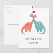 Gelukkige 40e bruiloft Jubileum Leuke dinosaurusse Briefkaart (Voorkant / Achterkant)