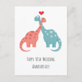 Gelukkige 40e bruiloft Jubileum Leuke dinosaurusse Briefkaart (Voorkant)