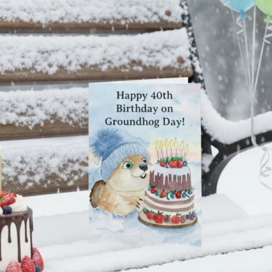 Gelukkige 40e Groundhog Day-verjaardag Kaart