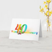 Gelukkige 40e Jubileum nummer ballon partij Kaart (Gele Bloem)