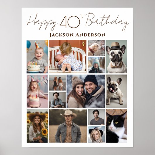 Gelukkige 40e Verjaardag 15 Meerdere foto Poster (Voorkant)