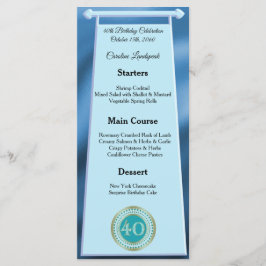 Gelukkige 40e Verjaardag Blauwgroen Blue Glitter F Menu