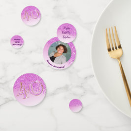 Gelukkige 40e verjaardag Chic Falling Pink Glitter Confetti