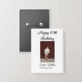 Gelukkige 40e verjaardag foto modern eenvoudig min button (Voorkant / Achterkant)