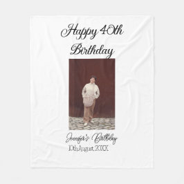 Gelukkige 40e verjaardag foto modern eenvoudig min fleece deken