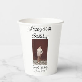 Gelukkige 40e verjaardag foto modern eenvoudig min papieren bekers