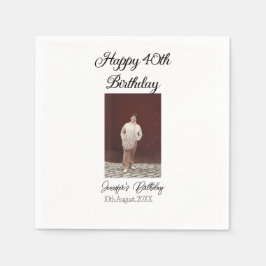 Gelukkige 40e verjaardag foto modern eenvoudig min servet