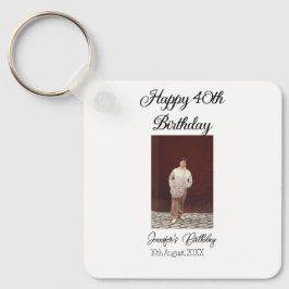 Gelukkige 40e verjaardag foto modern eenvoudig min sleutelhanger