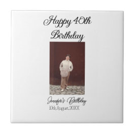 Gelukkige 40e verjaardag foto modern eenvoudig min tegeltje