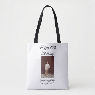 Gelukkige 40e verjaardag foto modern eenvoudig min tote bag