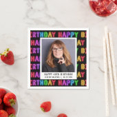 Gelukkige 40e Verjaardag Foto Rainbow Neon Servet (Insitu)