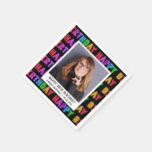 Gelukkige 40e Verjaardag Foto Rainbow Neon Servet (Hoek)