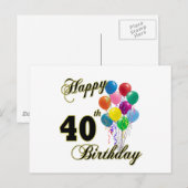 Gelukkige 40e Verjaardag Giften en Verjaardag Kled Briefkaart (Voorkant / Achterkant)