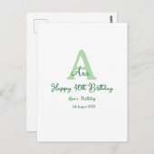Gelukkige 40e verjaardag groene naam monogram mode briefkaart (Voorkant / Achterkant)