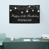 Gelukkige 40e verjaardag Mason Jars Lights Zwart W Spandoek (Beurs)