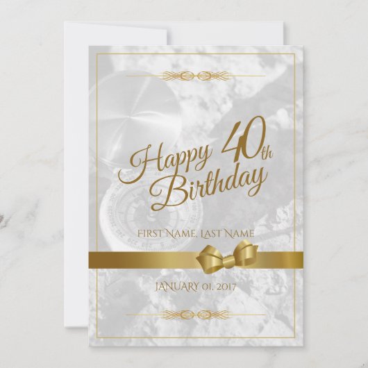 Gelukkige 40e verjaardag met gouden boog (Voorkant)