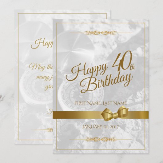 Gelukkige 40e verjaardag met gouden boog (Voorkant / Achterkant)