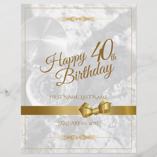 Gelukkige 40e verjaardag met gouden boog (Voorkant)