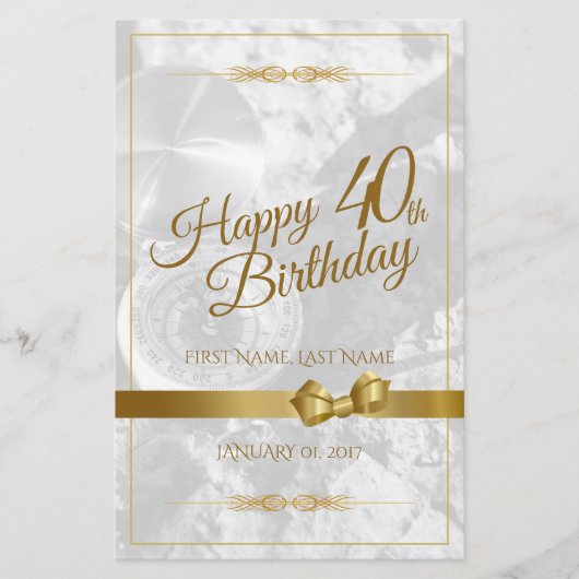 Gelukkige 40e verjaardag met gouden boog (Voorkant)