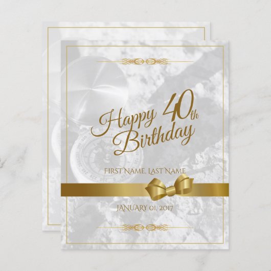 Gelukkige 40e verjaardag met gouden boog (Voorkant / Achterkant)