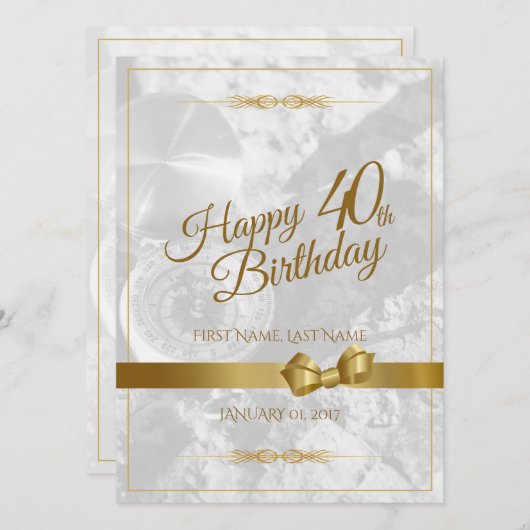 Gelukkige 40e verjaardag met gouden boog (Voorkant / Achterkant)