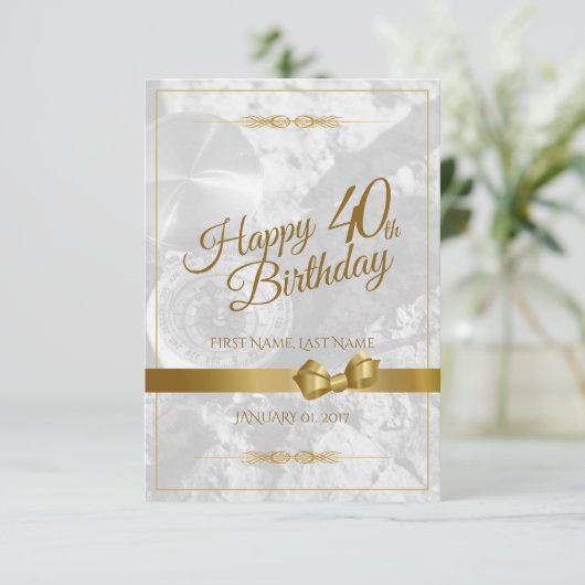 Gelukkige 40e verjaardag met gouden boog (Staand voorkant)